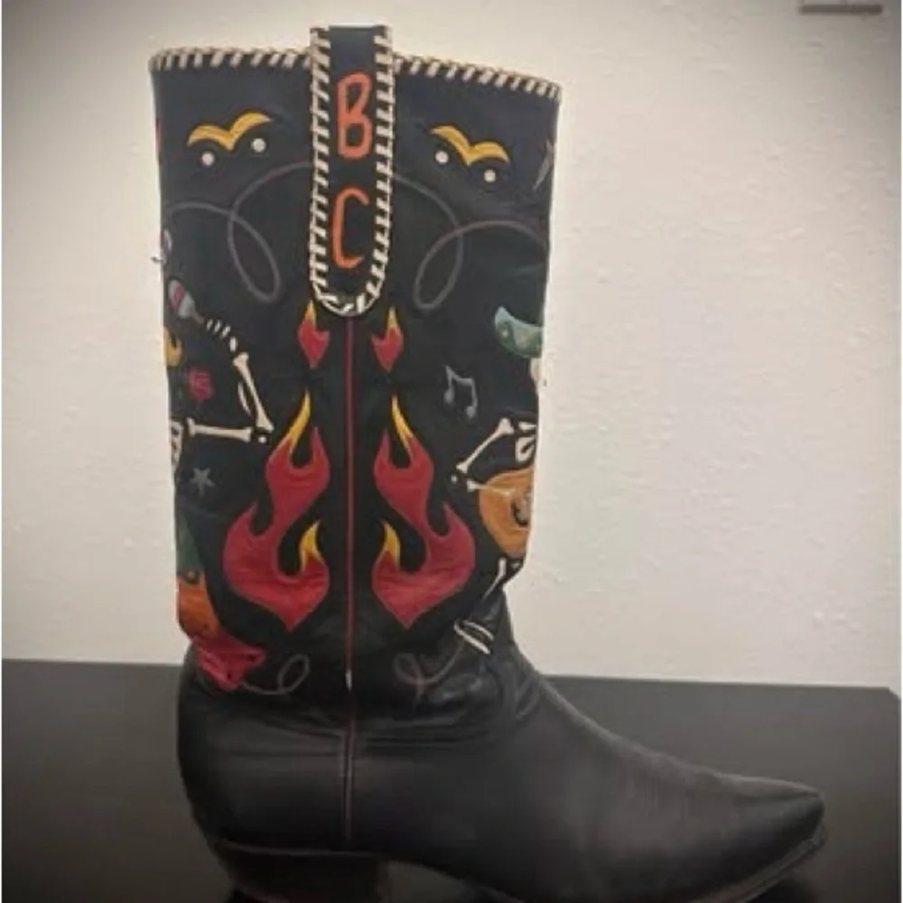 Vintage Rocketbusters Cowboy Boots with Colorful Skeleton Design - Picture 6 of 11
